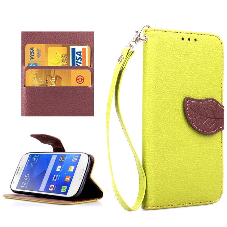 Leaf Magnetic Snap Litchi Texture Horizontal Flip Leather Case with Card Slots & Holder & Lanyard for Galaxy Ace 4 G357