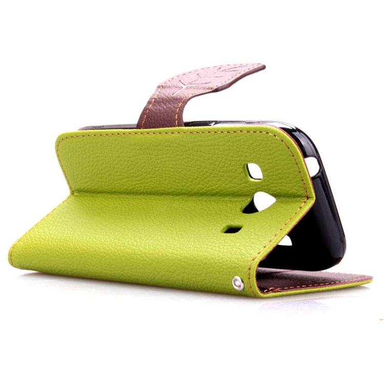 Leaf Magnetic Snap Litchi Texture Horizontal Flip Leather Case with Card Slots & Holder & Lanyard for Galaxy Ace 4 G357