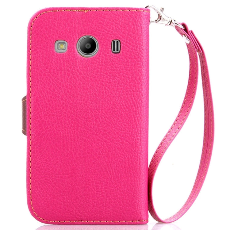 Leaf Magnetic Snap Litchi Texture Horizontal Flip Leather Case with Card Slots & Holder & Lanyard for Galaxy Ace 4 G357