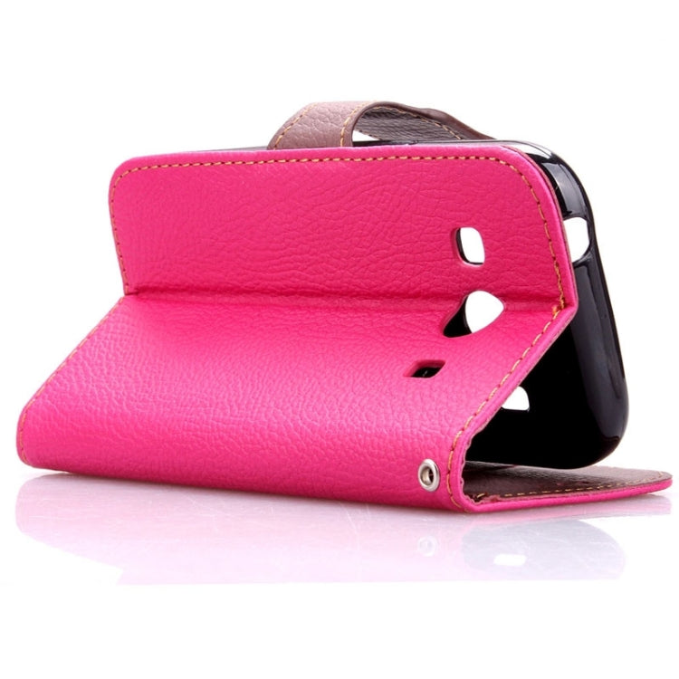 Leaf Magnetic Snap Litchi Texture Horizontal Flip Leather Case with Card Slots & Holder & Lanyard for Galaxy Ace 4 G357