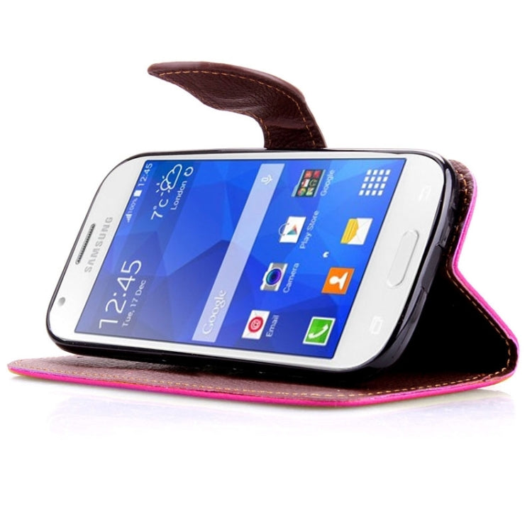 Leaf Magnetic Snap Litchi Texture Horizontal Flip Leather Case with Card Slots & Holder & Lanyard for Galaxy Ace 4 G357