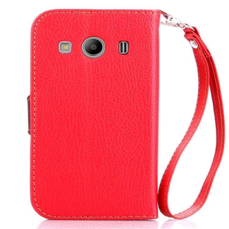 Leaf Magnetic Snap Litchi Texture Horizontal Flip Leather Case with Card Slots & Holder & Lanyard for Galaxy Ace 4 G357