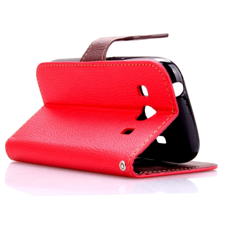 Leaf Magnetic Snap Litchi Texture Horizontal Flip Leather Case with Card Slots & Holder & Lanyard for Galaxy Ace 4 G357