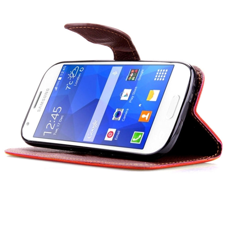 Leaf Magnetic Snap Litchi Texture Horizontal Flip Leather Case with Card Slots & Holder & Lanyard for Galaxy Ace 4 G357