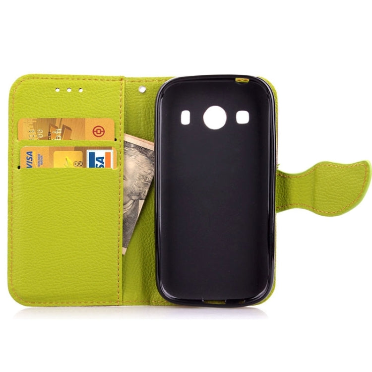 Leaf Magnetic Snap Litchi Texture Horizontal Flip Leather Case with Card Slots & Holder & Lanyard for Galaxy Ace 4 G357