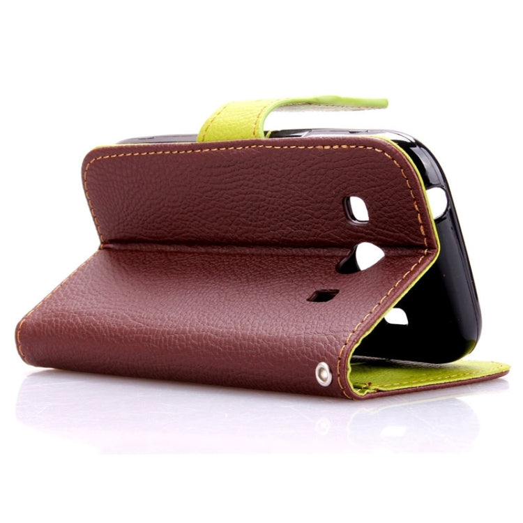 Leaf Magnetic Snap Litchi Texture Horizontal Flip Leather Case with Card Slots & Holder & Lanyard for Galaxy Ace 4 G357