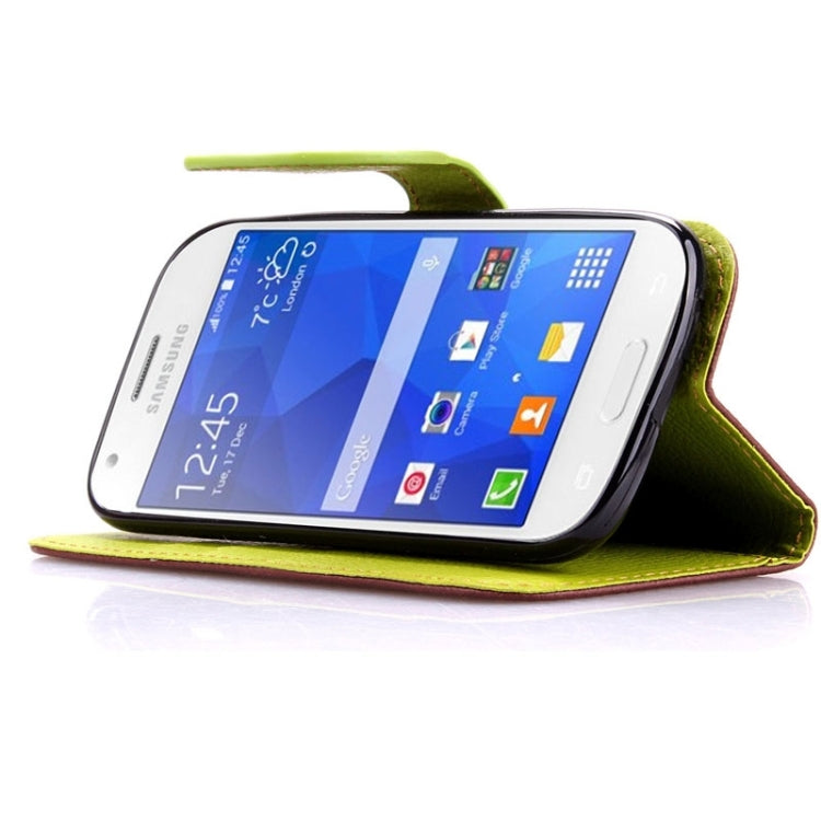 Leaf Magnetic Snap Litchi Texture Horizontal Flip Leather Case with Card Slots & Holder & Lanyard for Galaxy Ace 4 G357