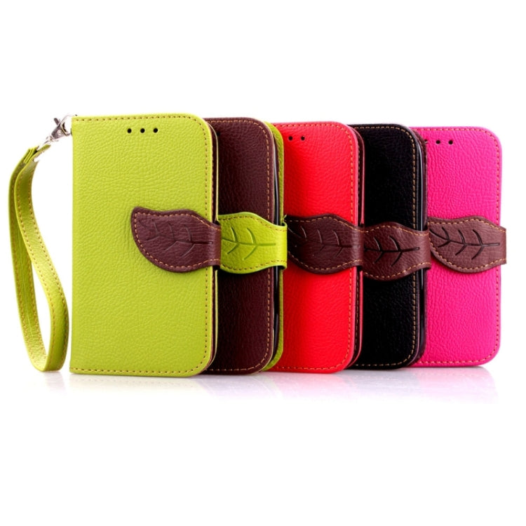 Leaf Magnetic Snap Litchi Texture Horizontal Flip Leather Case with Card Slots & Holder & Lanyard for Galaxy Ace 4 G357