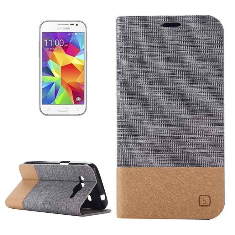 Horizontal Flip Canvas Leather Case with Card Slot & Holder for Galaxy Core Prime / G360