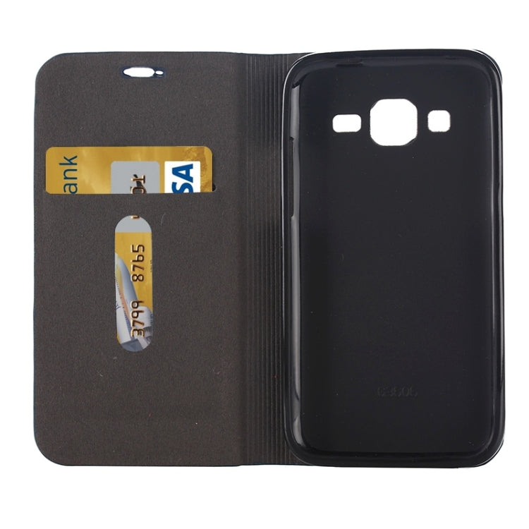 Horizontal Flip Canvas Leather Case with Card Slot & Holder for Galaxy Core Prime / G360