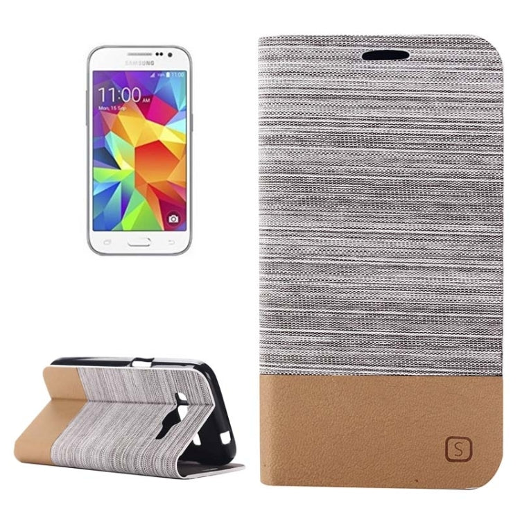 Horizontal Flip Canvas Leather Case with Card Slot & Holder for Galaxy Core Prime / G360