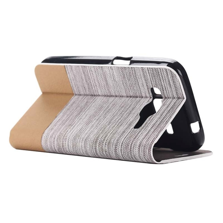 Horizontal Flip Canvas Leather Case with Card Slot & Holder for Galaxy Core Prime / G360