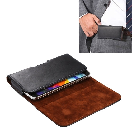 Crazy Horse Texture Universal Horizontal Style Genuine Leather Case / Waist Bag with Back Splint for Galaxy Mega i9208 / i9200 / Mega 2 / i9205(Black)