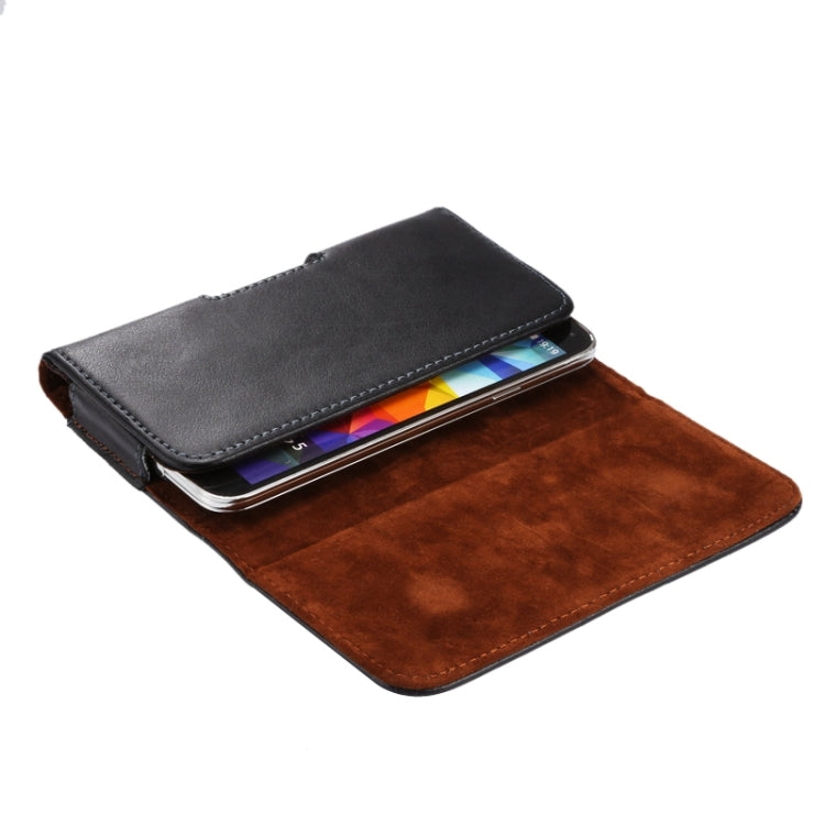Crazy Horse Texture Universal Horizontal Style Genuine Leather Case / Waist Bag with Back Splint for Galaxy Mega i9208 / i9200 / Mega 2 / i9205(Black)