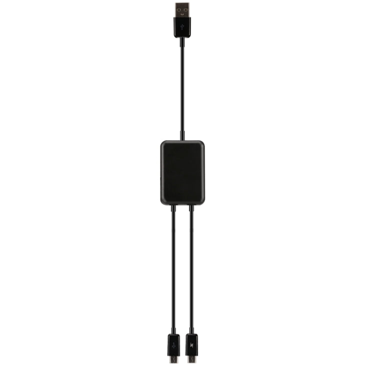 20cm 2 in 1 Combo USB to Micro USB Dual Plug Data Charger Cable(Black)