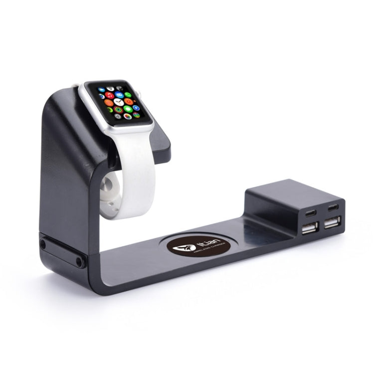 Itian A12 Qi Standard Wireless Charging Stand with Watch Dock & USB Ports  for iPhone 8 / 8 Plus / X &  Galaxy S6 / S6 edge+ / Note 5 / Nokia / LG / iPhone / HTC and Other Mobile Phone(Black)