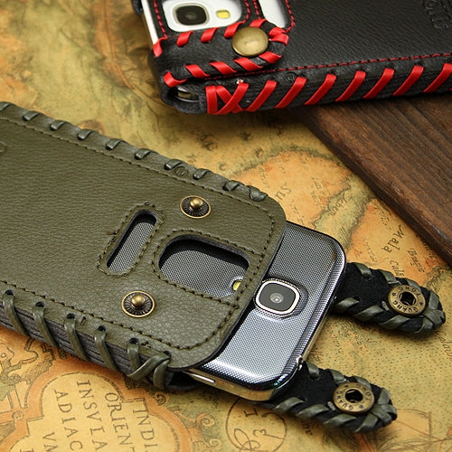 SHOWKOO Premium Retro Luxury Vertical Style 6 Layers Genuine Leather Case for Galaxy S IV / i9500
