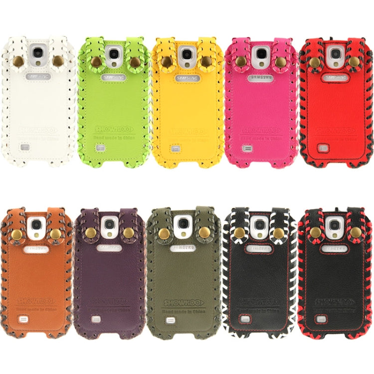 SHOWKOO Premium Retro Luxury Vertical Style 6 Layers Genuine Leather Case for Galaxy S IV / i9500