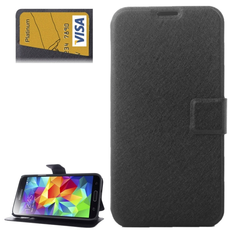 Silk Texture Flip Leather Case with Card Slot & Holder for Galaxy S5 / G900