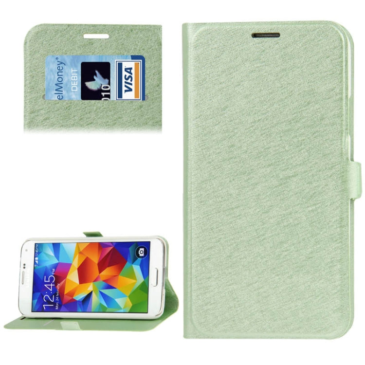 Silk Texture Flip Leather Case with Card Slot & Holder for Galaxy S5 / G900
