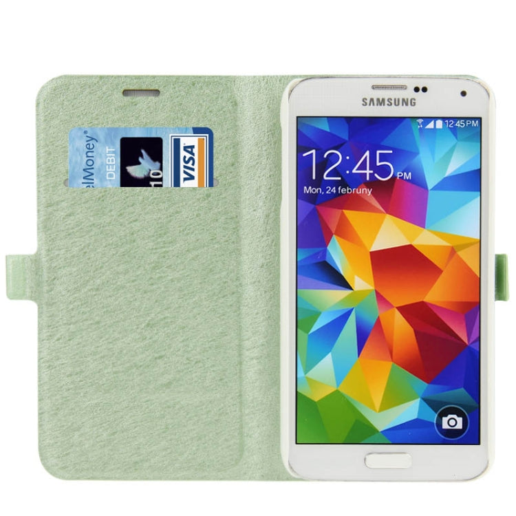 Silk Texture Flip Leather Case with Card Slot & Holder for Galaxy S5 / G900