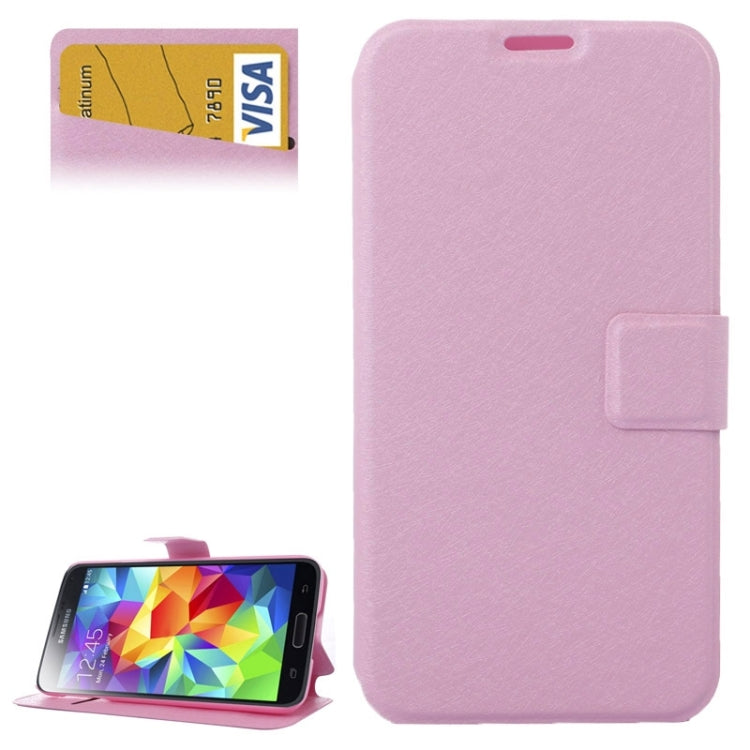 Silk Texture Flip Leather Case with Card Slot & Holder for Galaxy S5 / G900