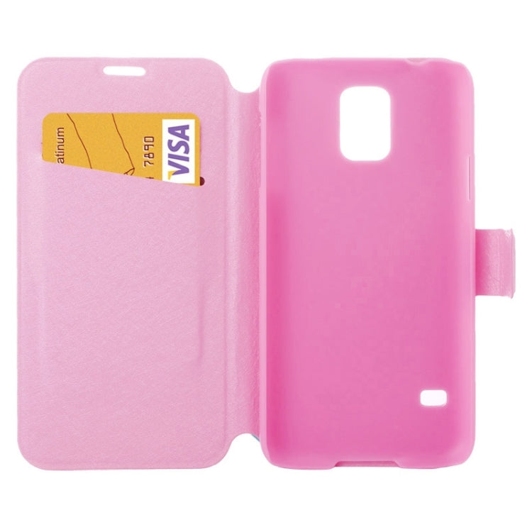 Silk Texture Flip Leather Case with Card Slot & Holder for Galaxy S5 / G900