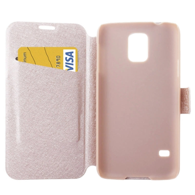 Silk Texture Flip Leather Case with Card Slot & Holder for Galaxy S5 / G900