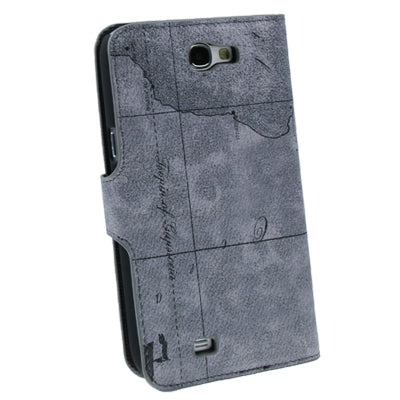 Map Pattern Leather Case with Holder and Credit Card Slots for Galaxy Note II / N7100 (Random Delivery)