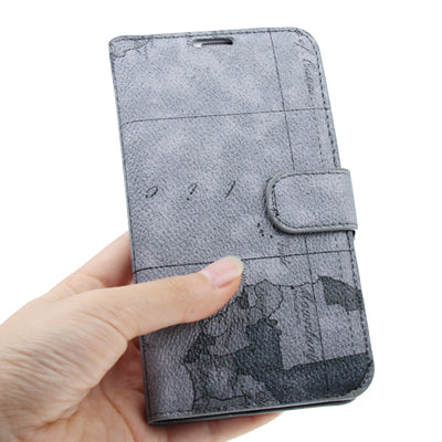 Map Pattern Leather Case with Holder and Credit Card Slots for Galaxy Note II / N7100 (Random Delivery)