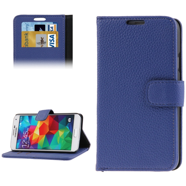 Litchi Texture Leather Case with Credit Card Slots & Holder for Galaxy S5 / G900