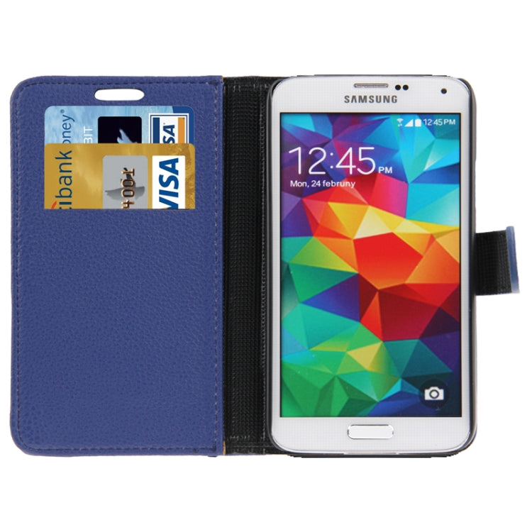 Litchi Texture Leather Case with Credit Card Slots & Holder for Galaxy S5 / G900
