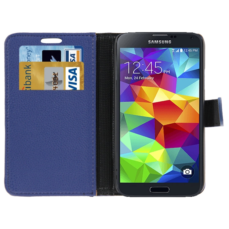 Litchi Texture Leather Case with Credit Card Slots & Holder for Galaxy S5 / G900