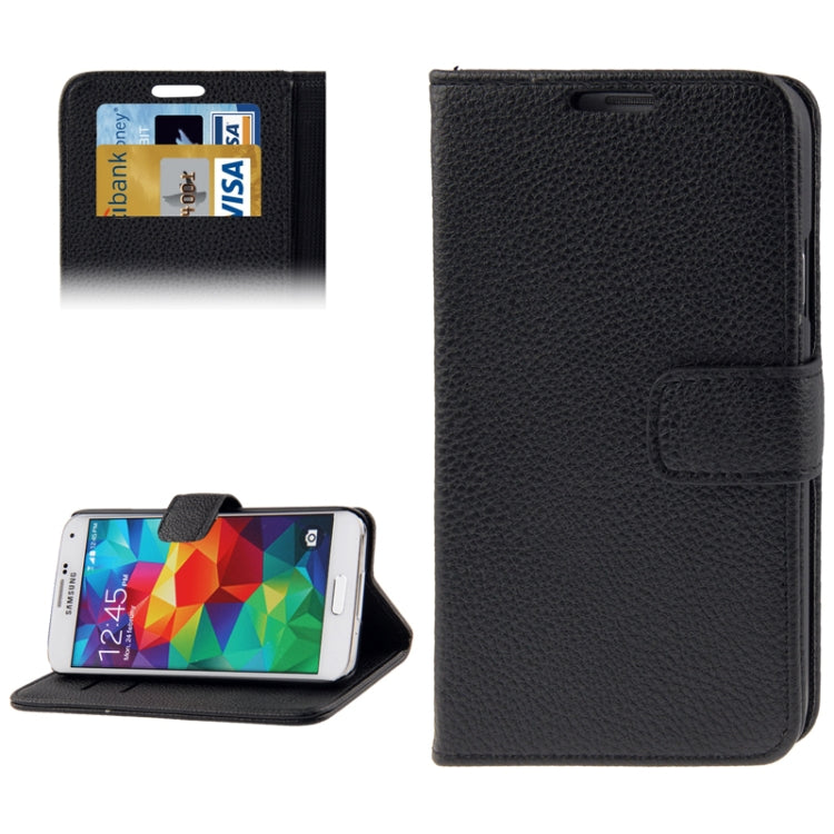 Litchi Texture Leather Case with Credit Card Slots & Holder for Galaxy S5 / G900