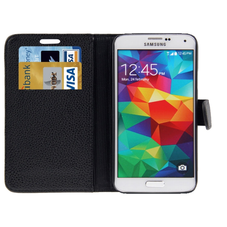 Litchi Texture Leather Case with Credit Card Slots & Holder for Galaxy S5 / G900