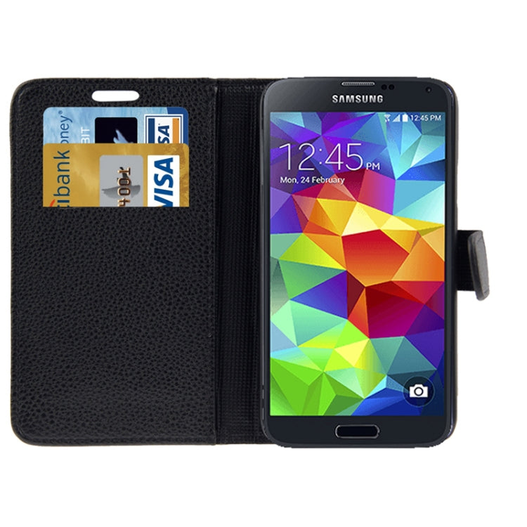 Litchi Texture Leather Case with Credit Card Slots & Holder for Galaxy S5 / G900