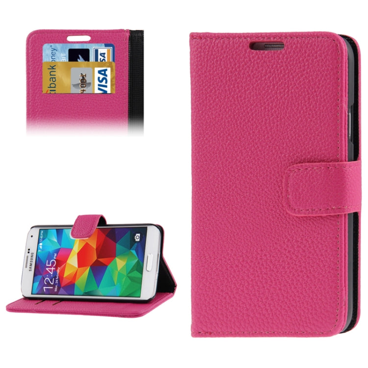 Litchi Texture Leather Case with Credit Card Slots & Holder for Galaxy S5 / G900