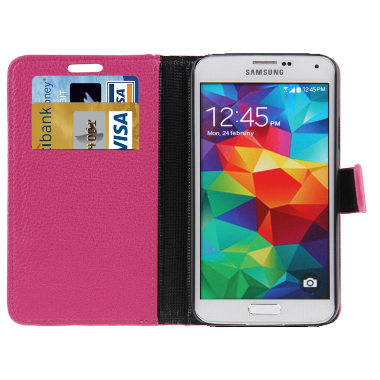 Litchi Texture Leather Case with Credit Card Slots & Holder for Galaxy S5 / G900