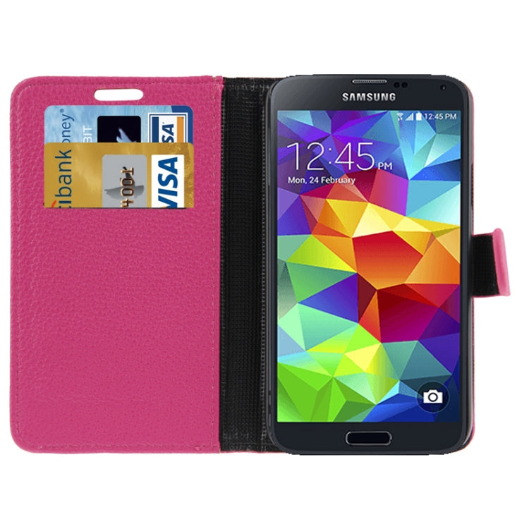 Litchi Texture Leather Case with Credit Card Slots & Holder for Galaxy S5 / G900