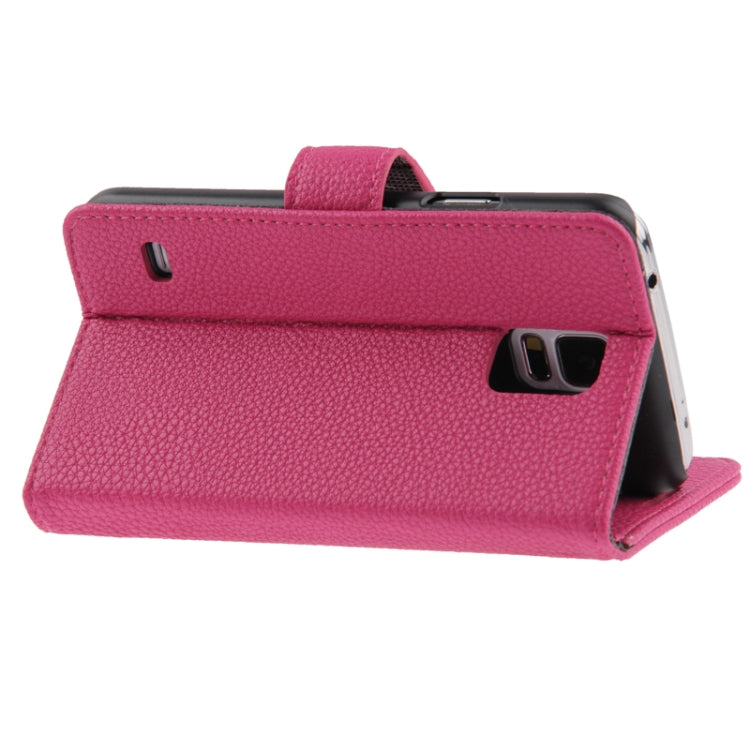 Litchi Texture Leather Case with Credit Card Slots & Holder for Galaxy S5 / G900