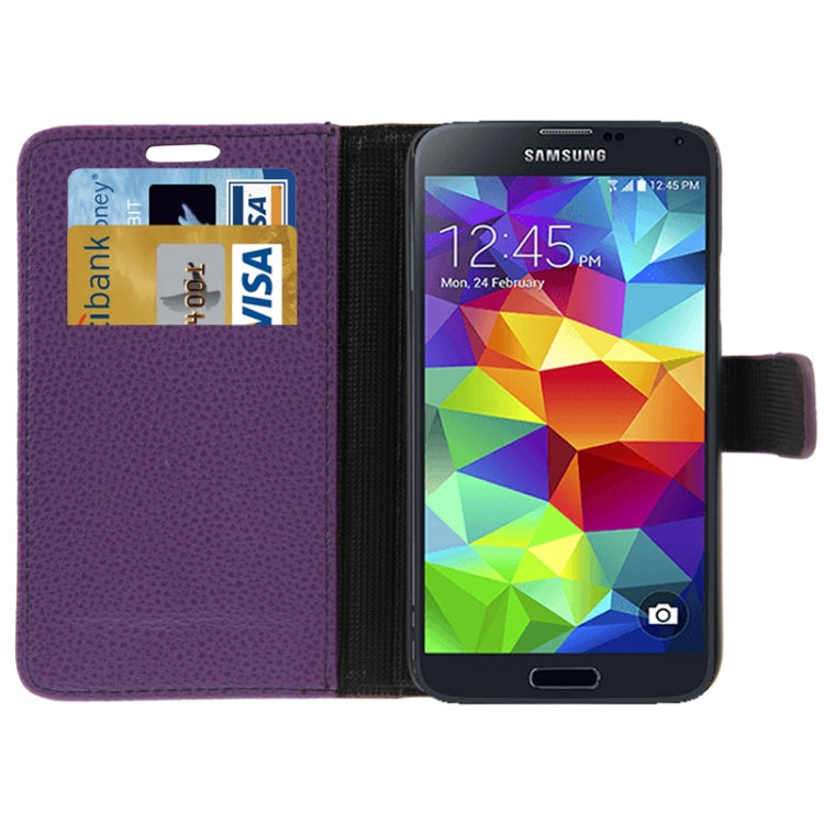 Litchi Texture Leather Case with Credit Card Slots & Holder for Galaxy S5 / G900