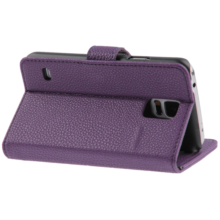 Litchi Texture Leather Case with Credit Card Slots & Holder for Galaxy S5 / G900