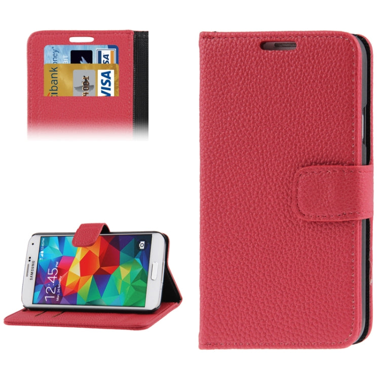 Litchi Texture Leather Case with Credit Card Slots & Holder for Galaxy S5 / G900