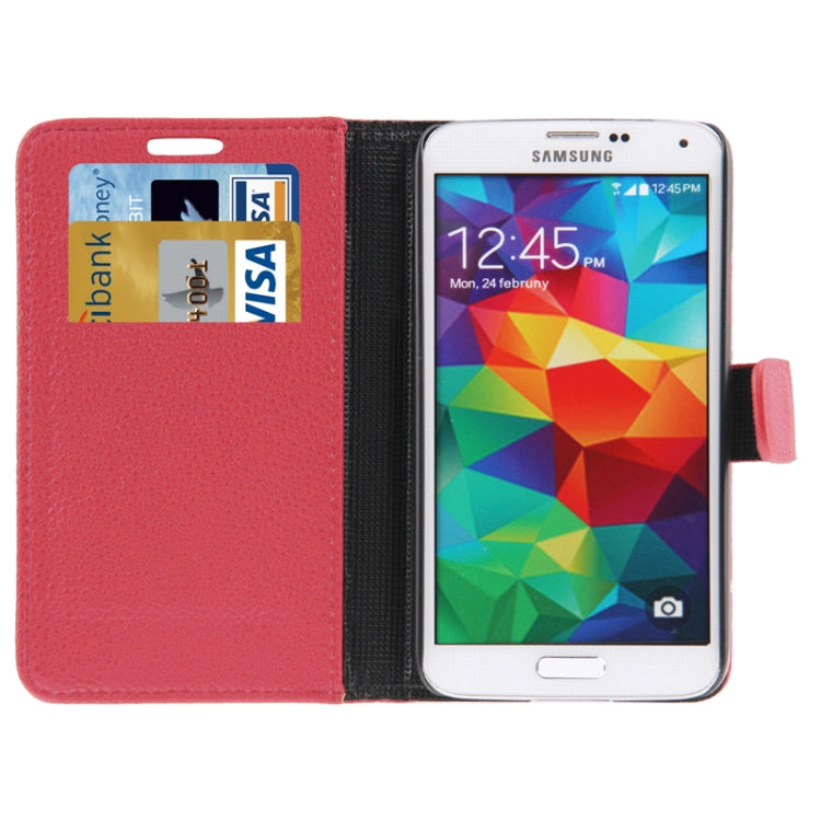 Litchi Texture Leather Case with Credit Card Slots & Holder for Galaxy S5 / G900