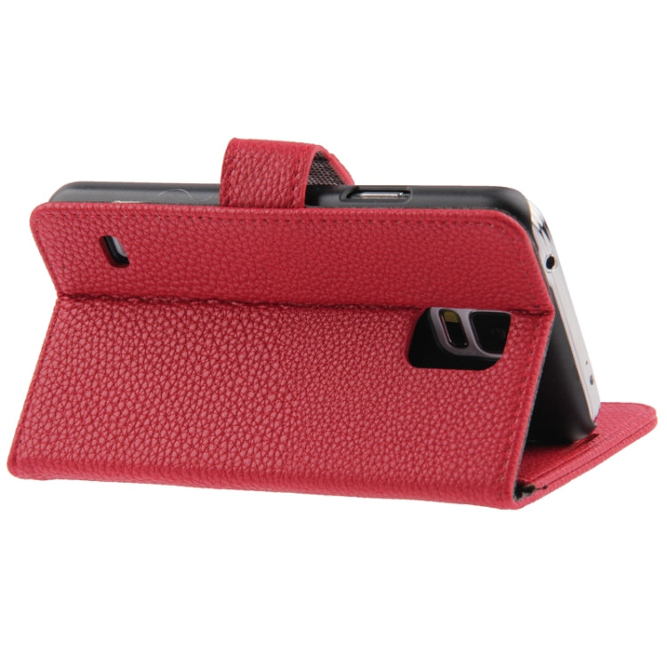 Litchi Texture Leather Case with Credit Card Slots & Holder for Galaxy S5 / G900
