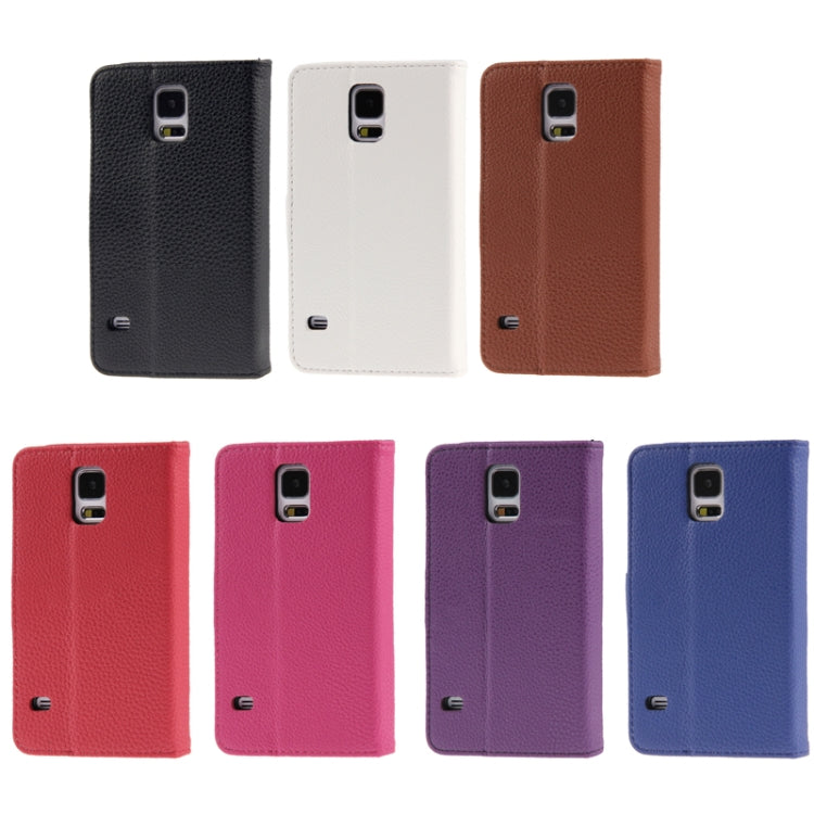 Litchi Texture Leather Case with Credit Card Slots & Holder for Galaxy S5 / G900