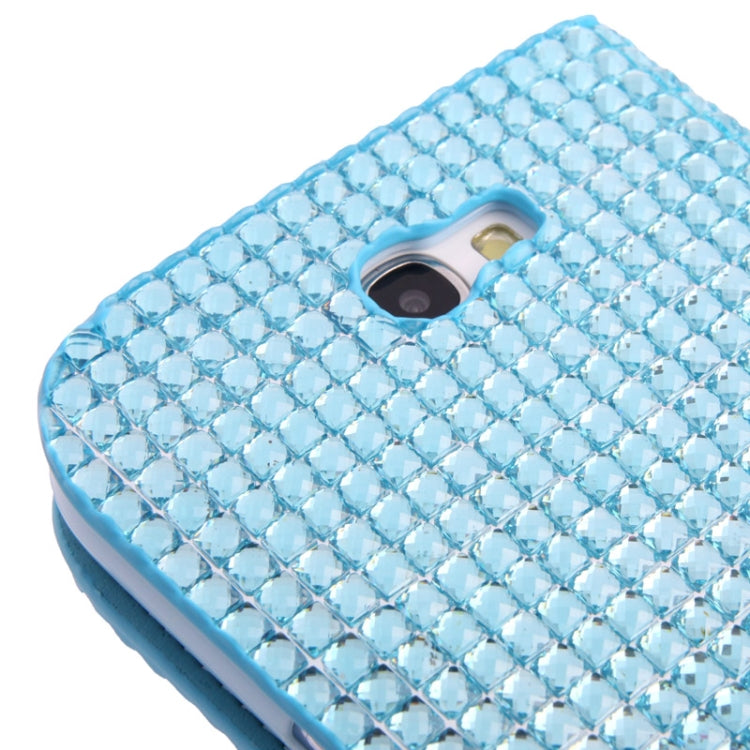 Rubbery Diamond Encrusted Horizontal Flip Leather Case with Credit Card Slots for Galaxy Note II / N7100