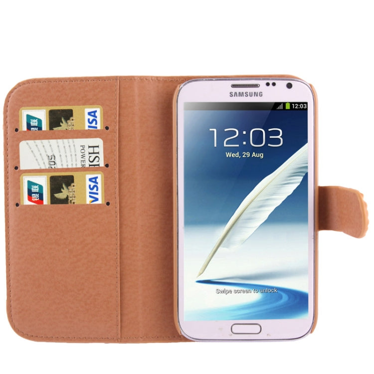 Rubbery Diamond Encrusted Horizontal Flip Leather Case with Credit Card Slots for Galaxy Note II / N7100