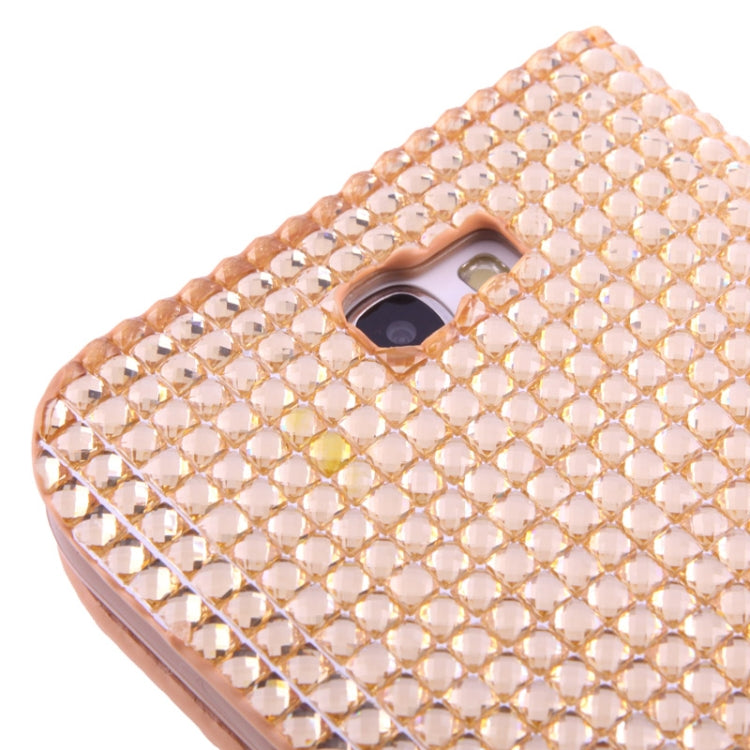 Rubbery Diamond Encrusted Horizontal Flip Leather Case with Credit Card Slots for Galaxy Note II / N7100