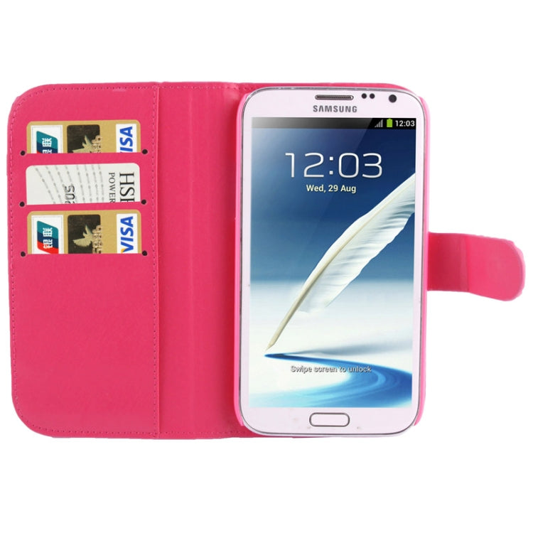 Rubbery Diamond Encrusted Horizontal Flip Leather Case with Credit Card Slots for Galaxy Note II / N7100